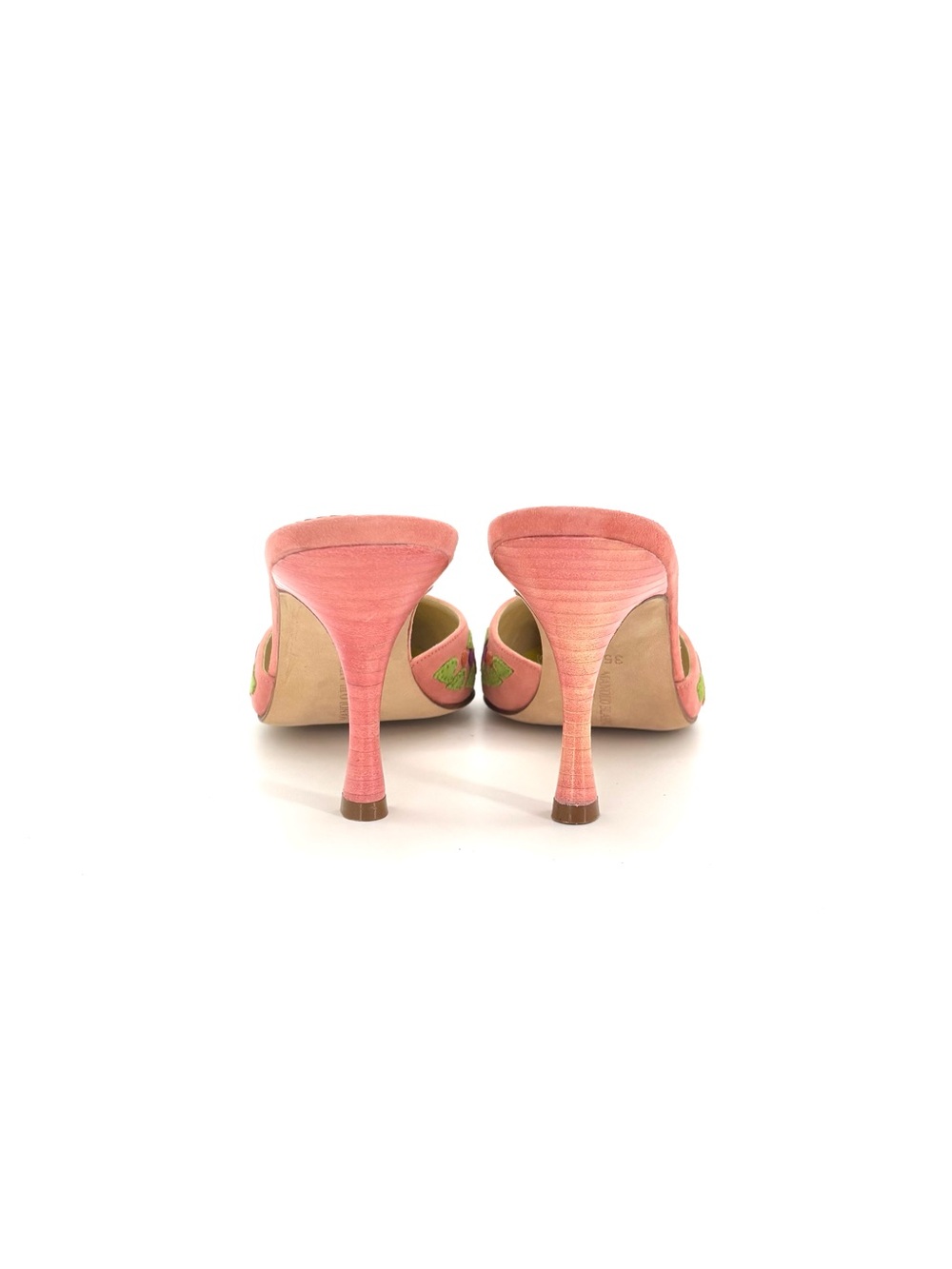 NIB Vintage Manolo Blahnik Floral Pastel Pointed Toe Heeled Mule Pumps 35.5 - Picture 4 of 9